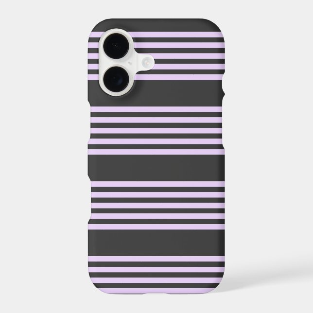 Lilac purple and charcoal five stripes pattern iPhone case (Back)