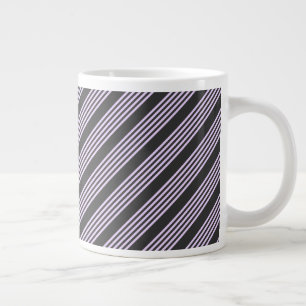Lilac purple and charcoal five stripes pattern large coffee mug