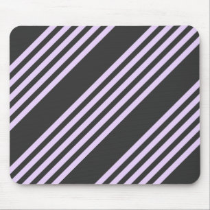 Lilac purple and charcoal five stripes pattern mouse mat