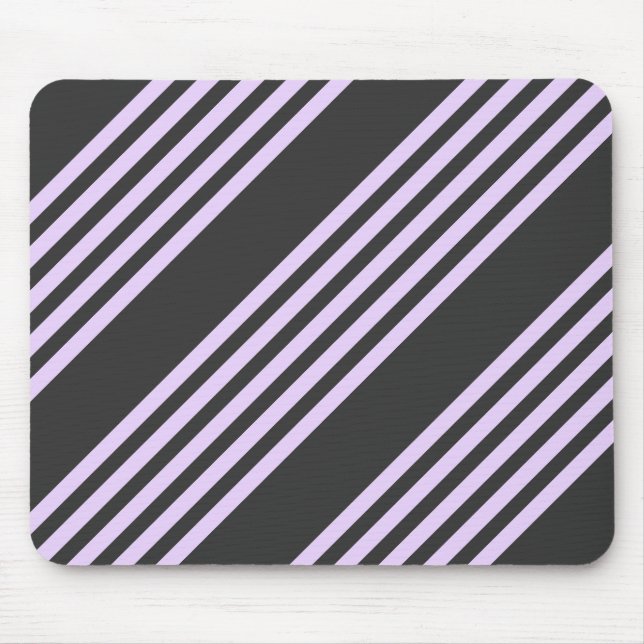 Lilac purple and charcoal five stripes pattern mouse mat (Front)