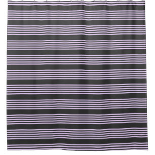 Lilac purple and charcoal five stripes pattern shower curtain