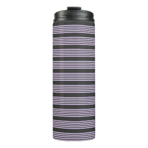 Lilac purple and charcoal five stripes pattern thermal tumbler