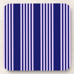 Lilac purple and navy blue five stripes pattern coaster
