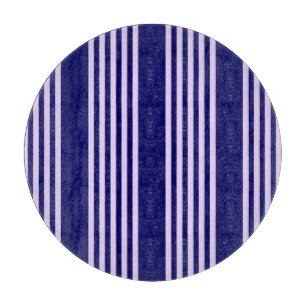 Lilac purple and navy blue five stripes pattern cutting board
