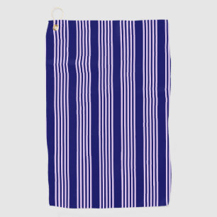 Lilac purple and navy blue five stripes pattern golf towel
