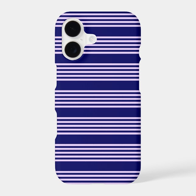 Lilac purple and navy blue five stripes pattern iPhone case (Back)