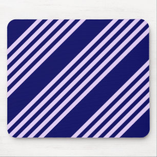 Lilac purple and navy blue five stripes pattern mouse mat