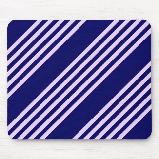 Lilac purple and navy blue five stripes pattern mouse mat (Front)
