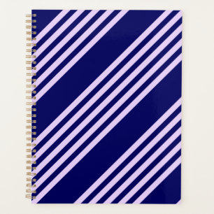 Lilac purple and navy blue five stripes pattern planner