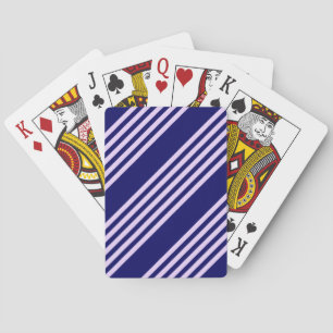 Lilac purple and navy blue five stripes pattern playing cards