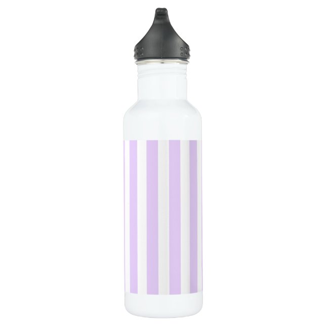 Lilac purple and white candy stripes 710 ml water bottle (Right)