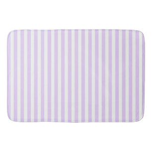 Lilac purple and white candy stripes bath mat