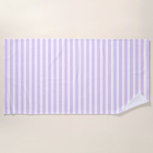 Lilac purple and white candy stripes beach towel