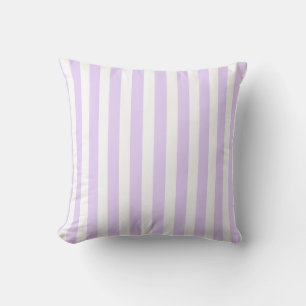 Lilac purple and white candy stripes cushion