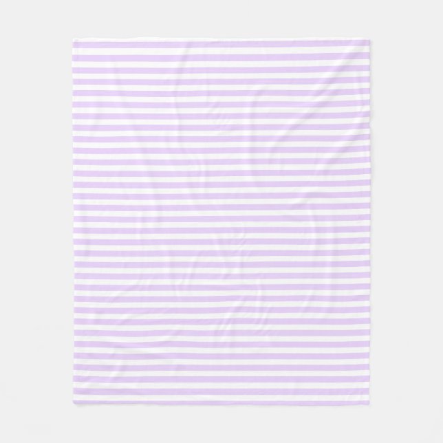 Lilac purple and white candy stripes fleece blanket (Front)