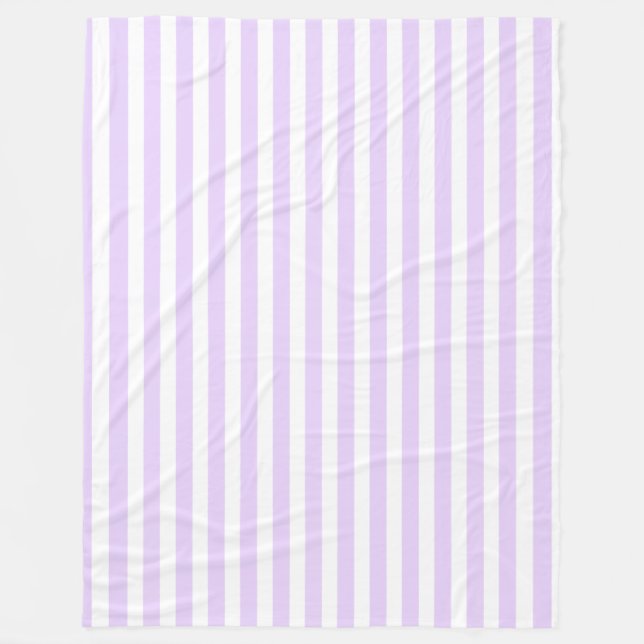 Lilac purple and white candy stripes fleece blanket (Front)