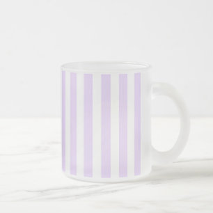Lilac purple and white candy stripes frosted glass coffee mug