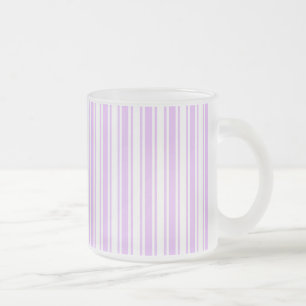 Lilac purple and white candy stripes frosted glass coffee mug