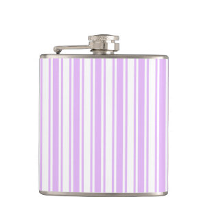 Lilac purple and white candy stripes hip flask