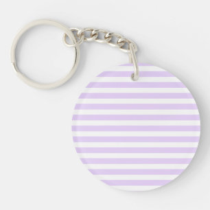 Lilac purple and white candy stripes key ring