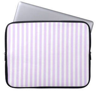 Lilac purple and white candy stripes laptop sleeve