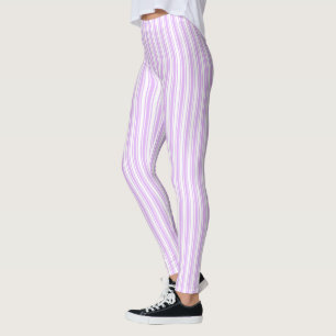 Lilac purple and white candy stripes leggings