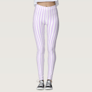 Lilac purple and white candy stripes leggings
