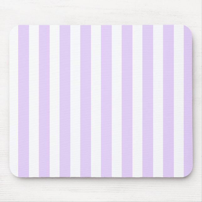 Lilac purple and white candy stripes mouse mat (Front)
