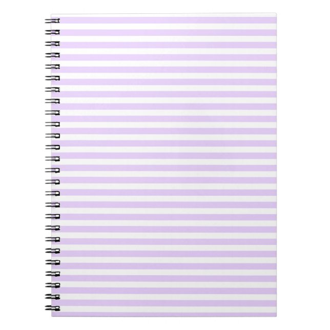 Lilac purple and white candy stripes notebook (Front)