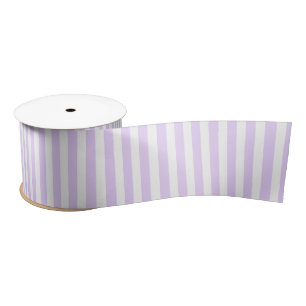 Lilac purple and white candy stripes satin ribbon