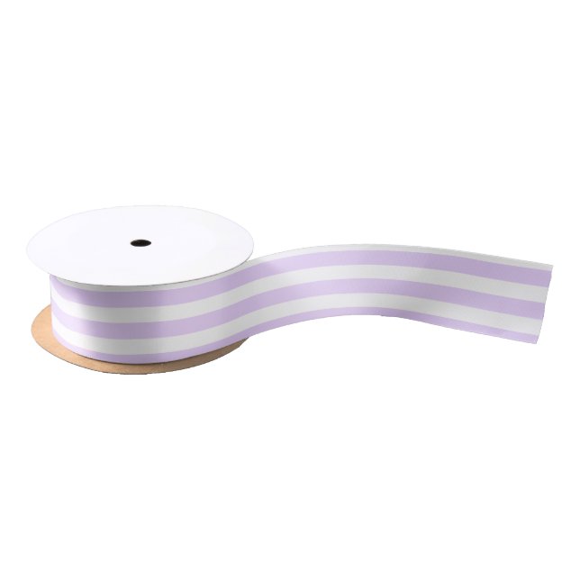 Lilac purple and white candy stripes satin ribbon (Spool)