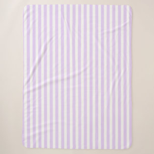 Lilac purple and white candy stripes sherpa blanket
