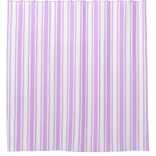 Lilac purple and white candy stripes shower curtain