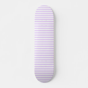 Lilac purple and white candy stripes skateboard