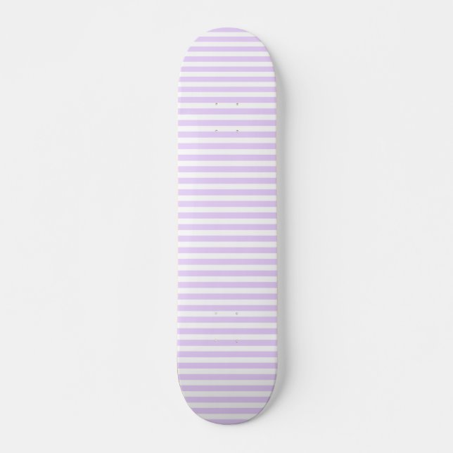 Lilac purple and white candy stripes skateboard (Front)