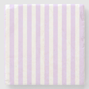 Lilac purple and white candy stripes stone coaster