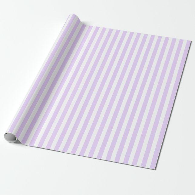 Lilac purple and white candy stripes wrapping paper (Unrolled)