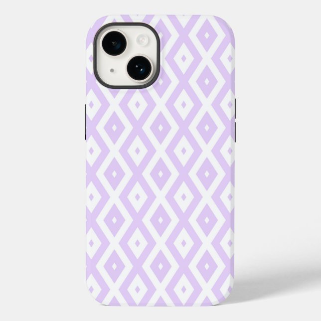 Lilac purple and white diamond pattern Case-Mate iPhone case (Back)