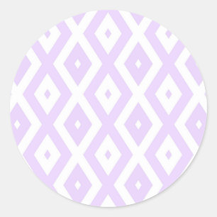 Lilac purple and white diamond pattern classic round sticker