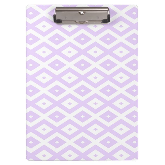 Lilac purple and white diamond pattern clipboard (Front)