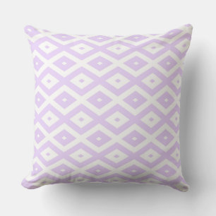 Lilac purple and white diamond pattern cushion