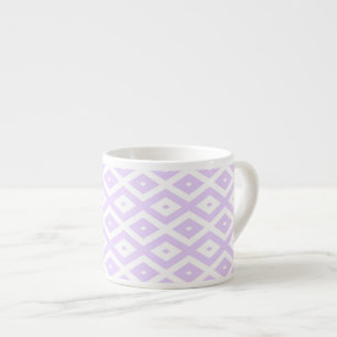 Lilac purple and white diamond pattern espresso cup