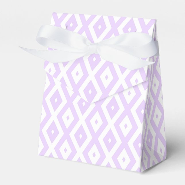 Lilac purple and white diamond pattern favour box (Front Side)