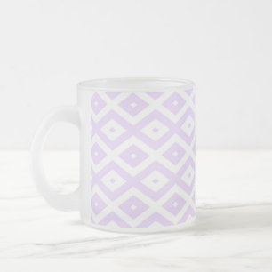 Lilac purple and white diamond pattern frosted glass coffee mug