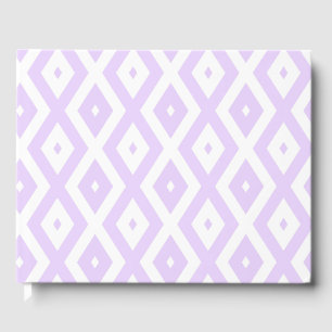Lilac purple and white diamond pattern guest book