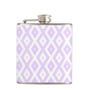 Lilac purple and white diamond pattern hip flask