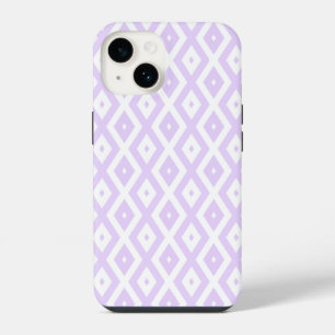 Lilac purple and white diamond pattern iPhone 14 case