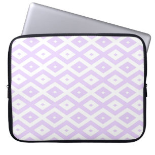 Lilac purple and white diamond pattern laptop sleeve