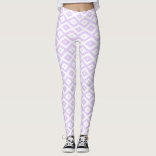 Lilac purple and white diamond pattern leggings