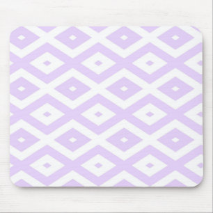 Lilac purple and white diamond pattern mouse mat